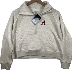 Alabama Crimson Tide Cropped Funnel Neck Half-Zip Sweatshirt Girls LG 9/10 NWT